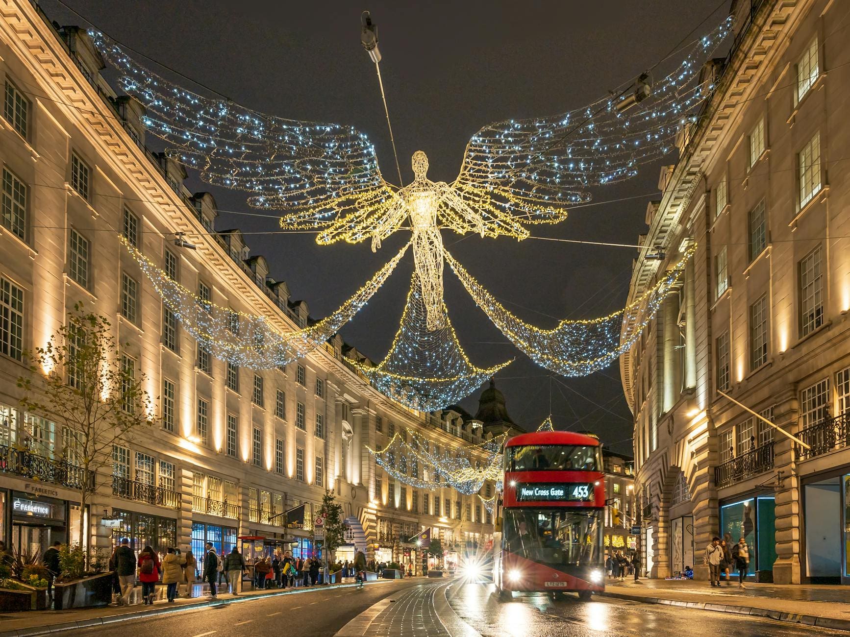 christmas light in december on london street